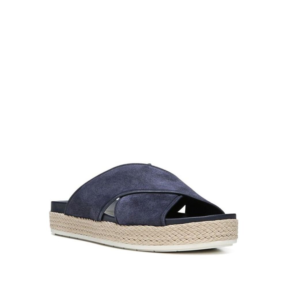 VINCE. Womens Deep Blue Navy 1" Platform Villaire Wedge Slip On Shoes 9 M